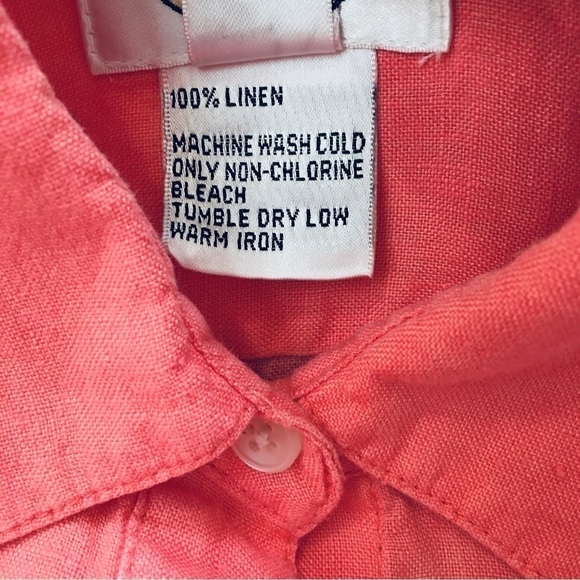 Talbots Linen Orange Button Up Long Sleeves Causal Relaxed Fit Shirt - Picture 8 of 14